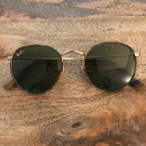 Authentic Ray-Ban gold and camo round sunglasses